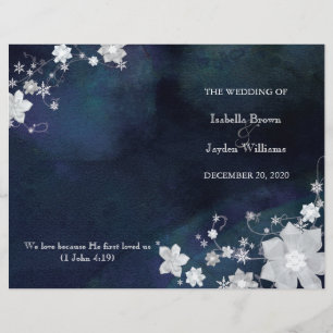 Floral Glitter Winter Wedding Bi Fold Program