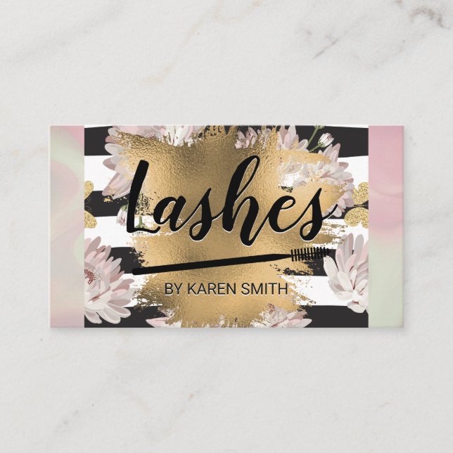 Floral Glittering butterflies |  Gold Foi Appointment Card (Front)