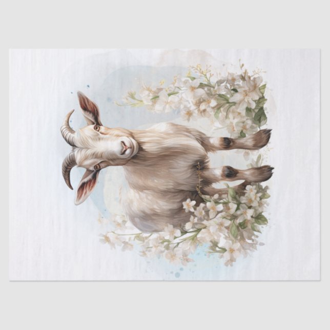 Floral Goat Watercolor Tissue Paper (Front)