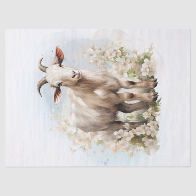 Floral Goat Watercolor Tissue Paper (Front)
