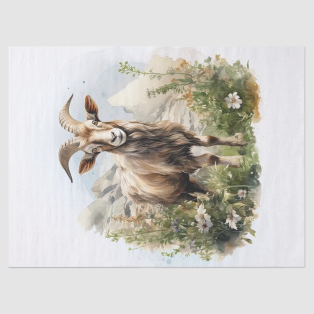 Floral Goat Watercolor Tissue Paper (Front)