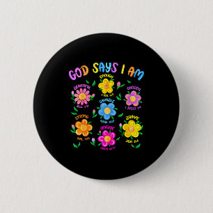 Floral God Says I Am Christian Bible Verse Jesus K 6 Cm Round Badge
