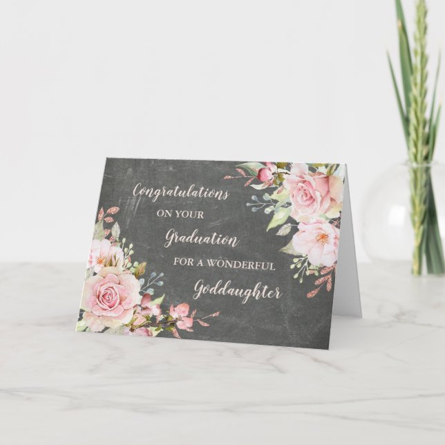 Floral Goddaughter Congratulations Graduation Card (Front)