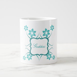 Floral Goddess Jumbo Mug, Teal Large Coffee Mug