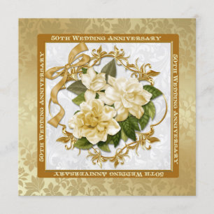 Floral Gold 50th Wedding Anniversary Invitation