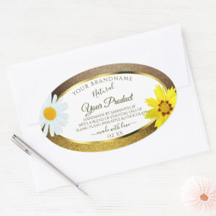Floral Gold and Brown Glitter White Product Labels