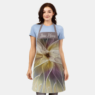 Floral Gold Aubergine Abstract Fractal Best Mum Apron
