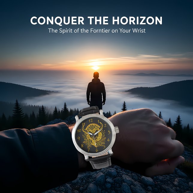 Floral Gold Bison Head Decor Watch (Creator Uploaded)