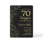 Floral Gold Black Surprise 70th Birthday Party