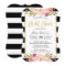 Floral Gold Black White Stripes Bridal Shower