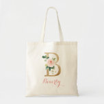 Floral Gold Blush Personalised Letter "B" Tote Bag<br><div class="desc">Floral Gold Blush Personalised Letter "B" Tote Bag</div>