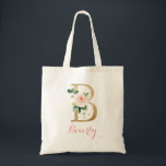 Floral Gold Blush Personalised Letter "B" Tote Bag<br><div class="desc">Floral Gold Blush Personalised Letter "B" Tote Bag</div>