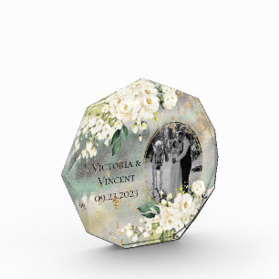 Floral Gold Botanical Cream Photo Names Wedding