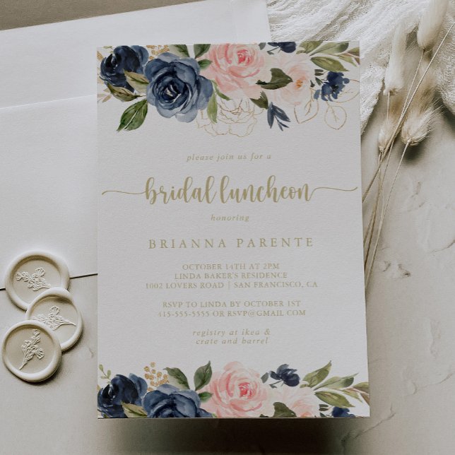 Floral Gold Bridal Luncheon Bridal Shower  Invitation (Creator Uploaded)