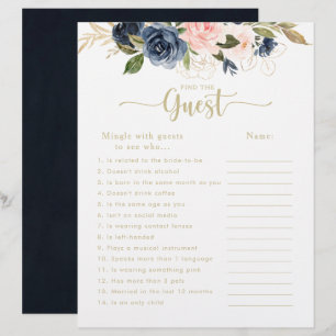 Floral Gold Bridal Shower Find the Guest Game