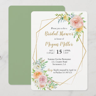 Floral gold Bridal shower invitation