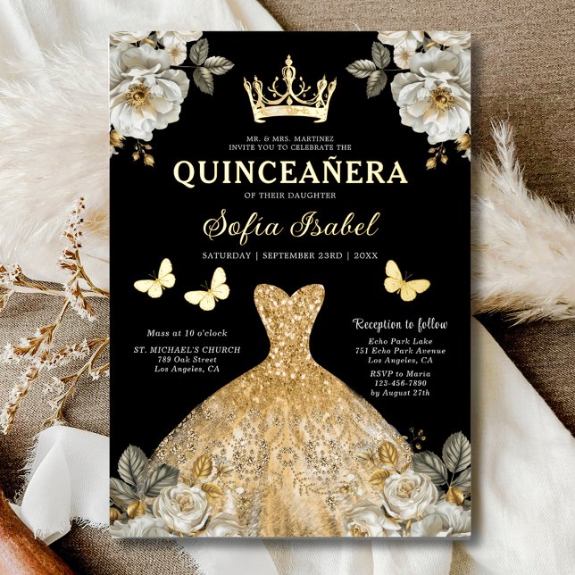 Floral Gold Butterfly Princess Quinceanera (Creator Uploaded)