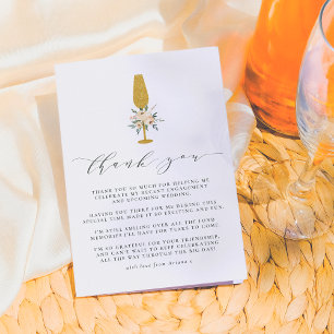 Floral Gold Champagne Flute Thank You