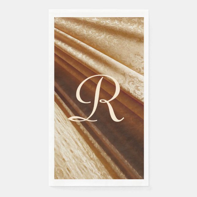 Floral Gold Draped Fabric Monogrammed Napkin (Front)