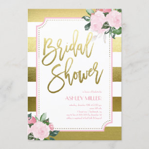 Floral Gold Faux Foil   Bridal Shower Invitation