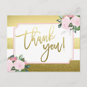 Floral Gold Faux Foil Thank You