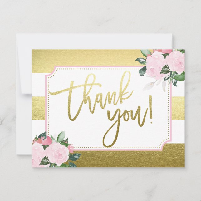 Floral Gold Faux Foil | Thank You (Front)