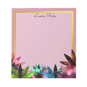 Floral Gold Faux Personalised Cute Girly Notepad