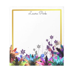 Floral Gold Faux Personalised Cute Girly Notepad