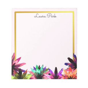 Floral Gold Faux Personalised Cute Girly Notepad