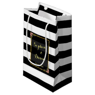 Floral Gold Foil Stripe Wedding Favour Bag