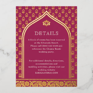 Floral Gold Foil Wedding Detail Information Cards
