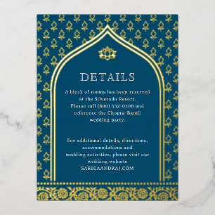 Floral Gold Foil Wedding Detail Information Cards