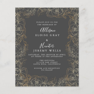 Floral gold Foil Wedding Invitation Flyer