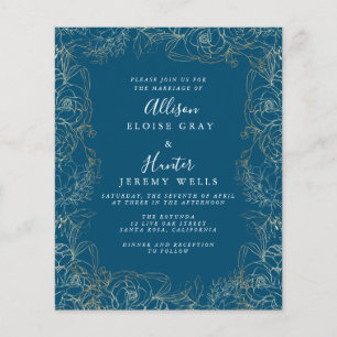 Floral gold Foil Wedding Invitation Flyer