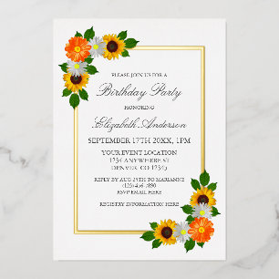 Floral Gold Frame Birthday
