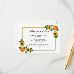 Floral Gold Frame Wedding Accommodation Enclosure Card