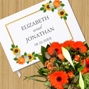 Floral Gold Frame Wedding Guest Book