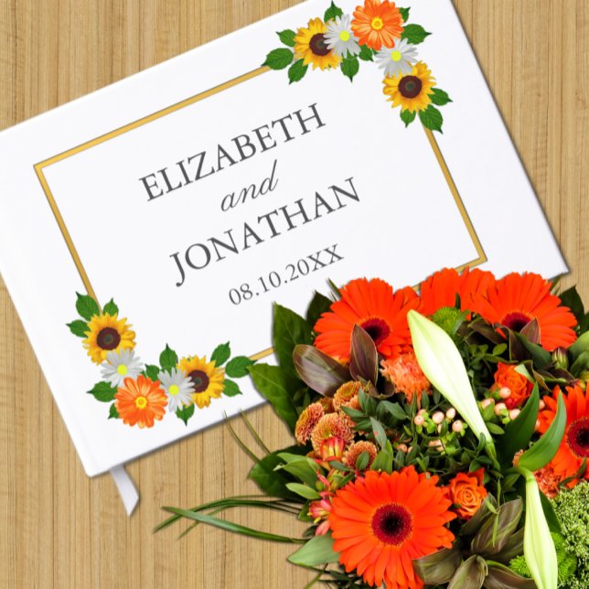 Floral Gold Frame Wedding Guest Book (Creator Uploaded)