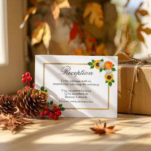 Floral Gold Frame Wedding Reception Enclosure Card