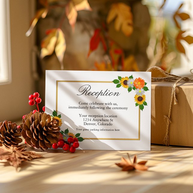 Floral Gold Frame Wedding Reception Enclosure Card (Creator Uploaded)