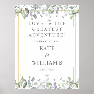Floral Gold Geometric Wedding Welcome Sign