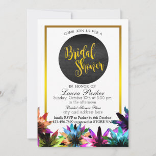 Floral Gold Glitter Bridal Shower Elegant Decorate Invitation