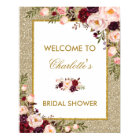 Floral Gold Glitter Bridal Shower Welcome Sign