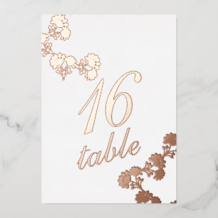 Floral Gold Pressed  Foil Table Number