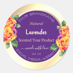 Floral Gold Purple Colours Product Packaging Label