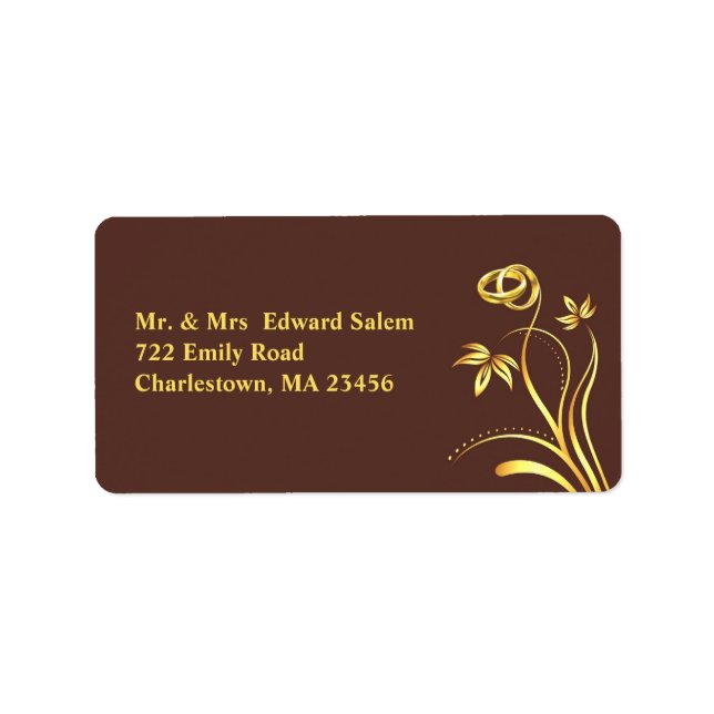 Floral Gold Rings Medium shipping Labels (Front)