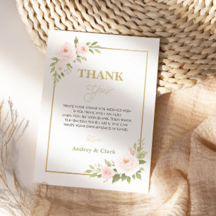 Floral Gold Script Sweet Sixteen Elegant 16th Thank You Card