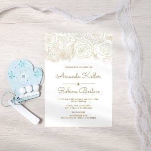 Floral Gold Simple Wedding Invitation