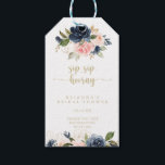 Floral Gold Sip Sip Hooray Bridal Shower  Gift Tags<br><div class="desc">These floral gold sip sip hooray bridal shower gift tags are perfect for a rustic wedding shower. The design features beautiful hand-painted dark blue,  blue,  navy,  pink,  blush,  gold flowers and green foliage.</div>