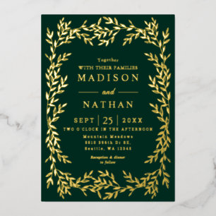 Floral Gold Victorian Wedding Foil Invitation